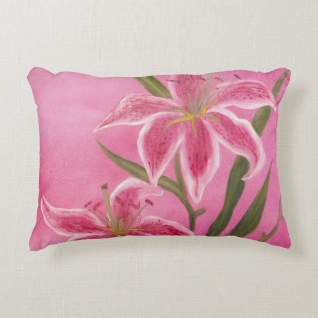 pink lily decorative pillow (Front)