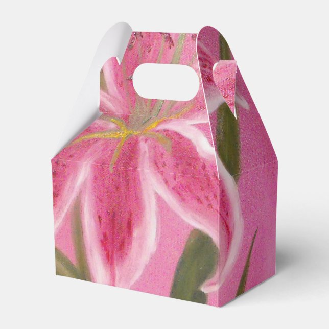 Pink Lily Favor Boxes (Front Side)