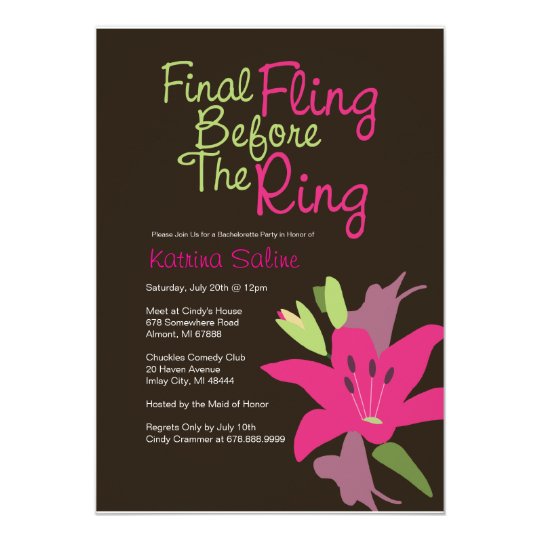 Pink Lily Final Fling Before the Ring Invitation