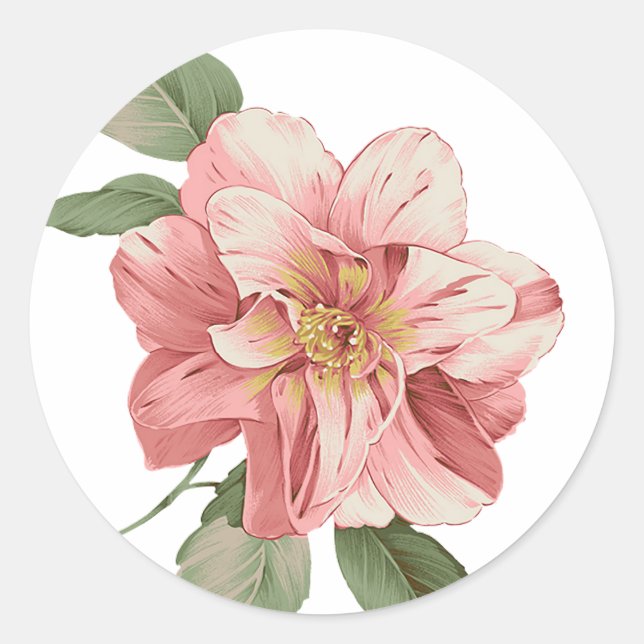 Pink Lily Floral Sticker / Seal (Front)