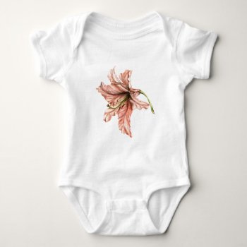 Pink Lily Flower Baby Bodysuit by GoosiStudio at Zazzle