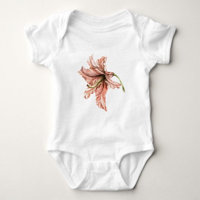Pink Lily Flower Baby Bodysuit (Front)
