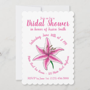 Pink Lily Flower Bridal Baby Shower Floral Garden Invitation
