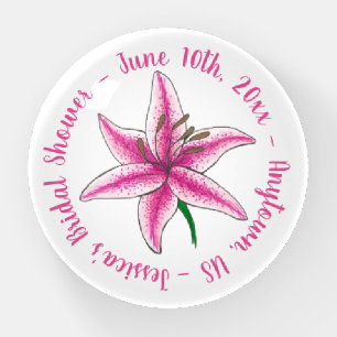Pink Lily Flower Bridal Shower Wedding Favor Paperweight