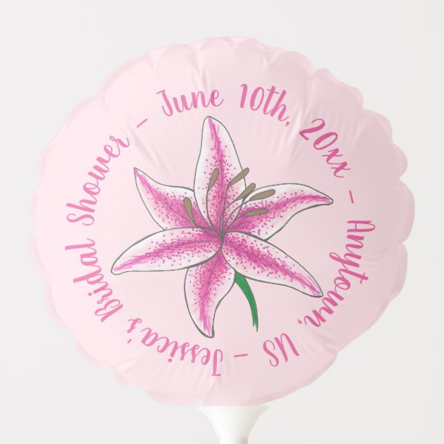 Pink Lily Flower Easter Bridal Baby Shower Lilies Balloon (Front)