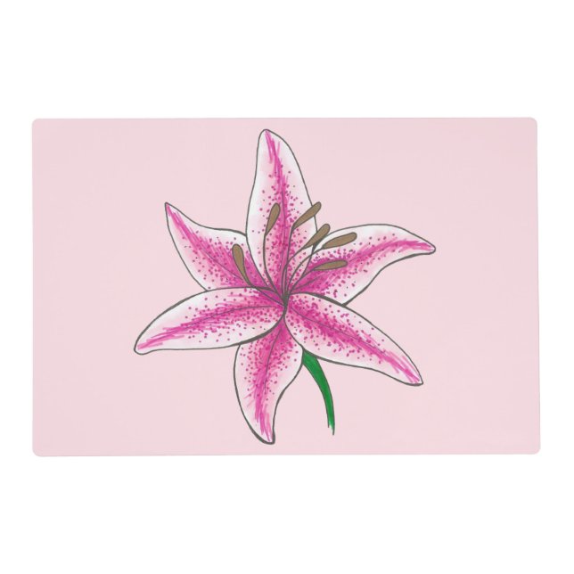 Pink Lily Flower Floral Garden Party Spring Lilies Placemat (Front)