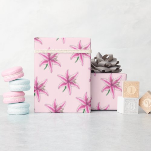 Pink Lily Flower Floral Garden Party Spring Lilies Wrapping Paper