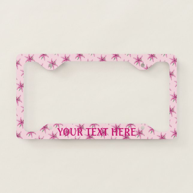 Pink Lily Flower Floral Garden Spring Lilies License Plate Frame (Front)