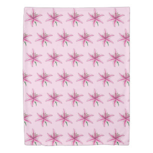 Pink Lily Flower Floral Print Garden Lilies Duvet Cover