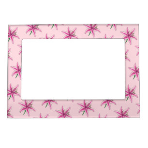 Pink Lily Flower Floral Print Garden Lilies Magnetic Frame