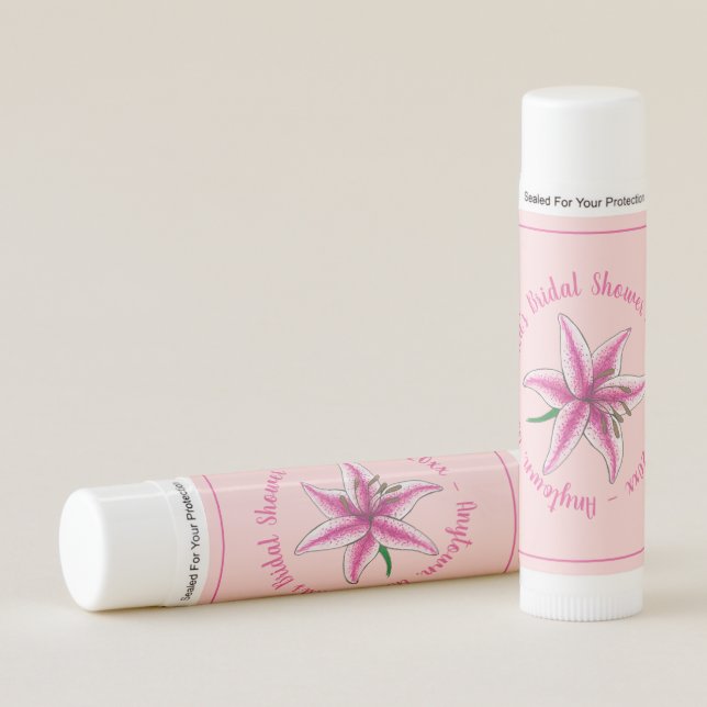 Pink Lily Flower Garden Party Wedding Shower Lip Balm (Front)