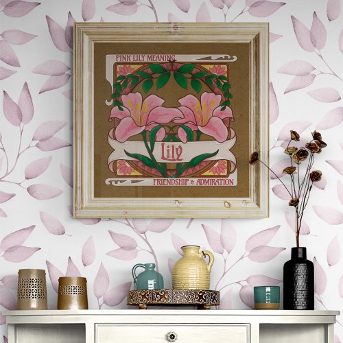 Pink Lily Flower Meaning Vintage Style Dark Poster