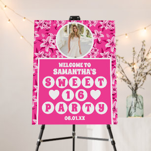 Pink Lily Flower Photo Sweet 16 Welcome Foam Board
