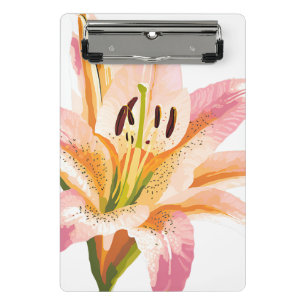 Pink Lily Flower   Watercolor Floral Painting Mini Clipboard