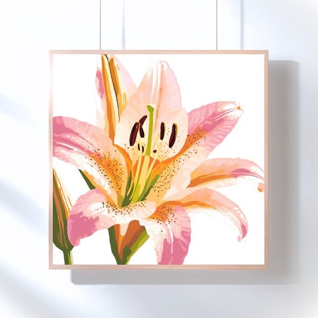 Pink Lily Flower | Watercolor Floral Painting Poster (Creator Uploaded)