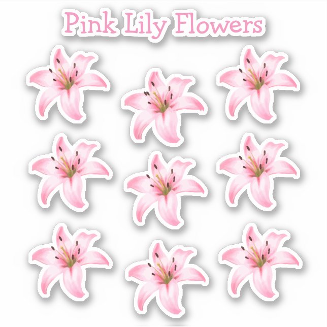 Pink Lily Flowers Shape Nature Sticker (Front)