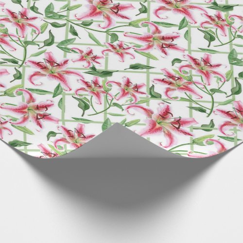 Pink Lily Flowers _ Vintage Floral Lilies Wrapping Paper
