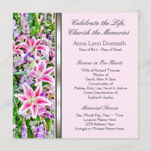 Pink Lily Funeral Announcements