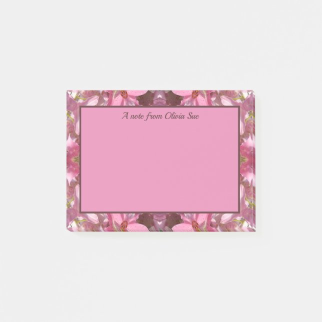 Pink Lily Fusion Kaleidoscope Post-it Notes (Front)