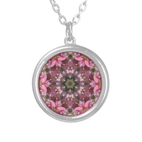 Pink Lily Fusion Kaleidoscope Silver Plated Necklace