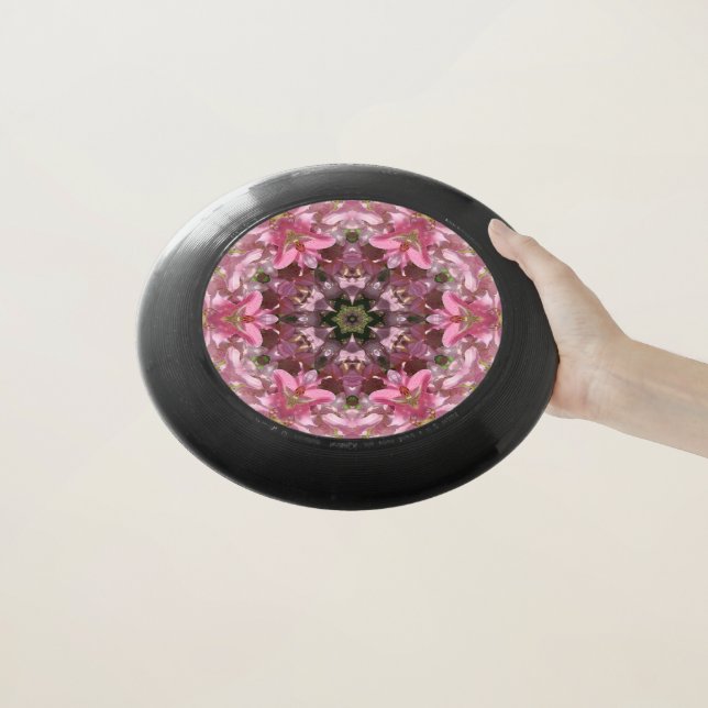Pink Lily Fusion Kaleidoscope Wham-O Frisbee (In Hand)