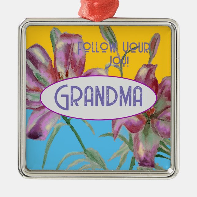 Pink Lily lillies art Grandma Name Decoration (Front)