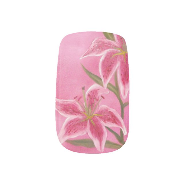 Pink Lily Minx Nail Art (Right Thumb)