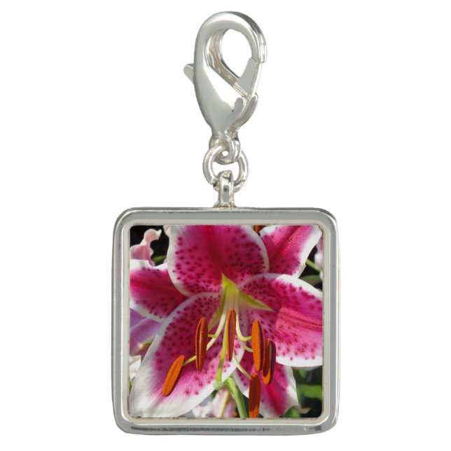 Pink lily pink floral pink flower tropical flower charm (Front)