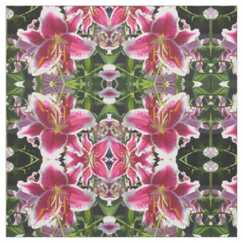 Pink lily pink floral pink flower tropical flower fabric