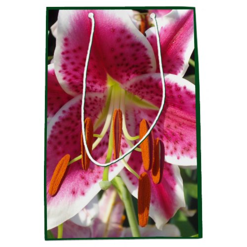 Pink lily pink floral pink flower tropical flower medium gift bag