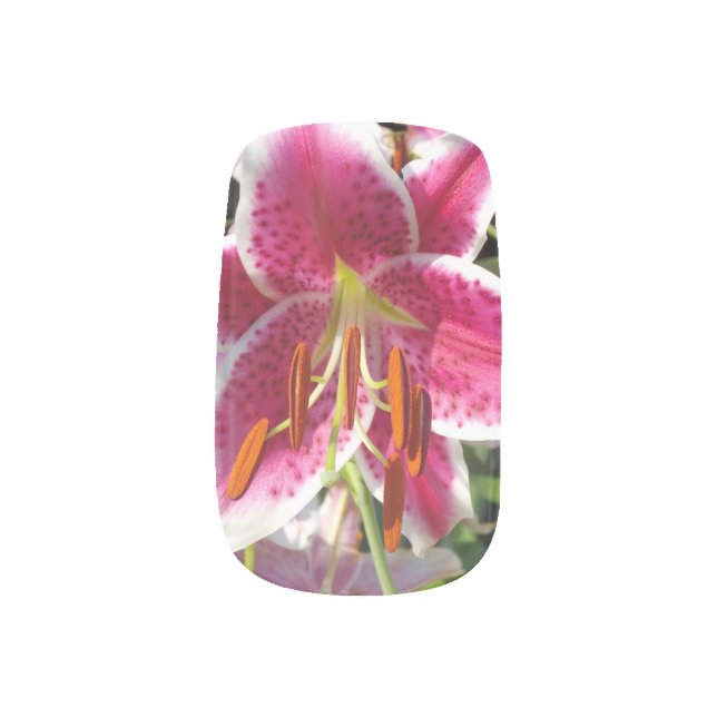 Pink lily pink floral pink flower tropical flower minx nail art (Right Thumb)