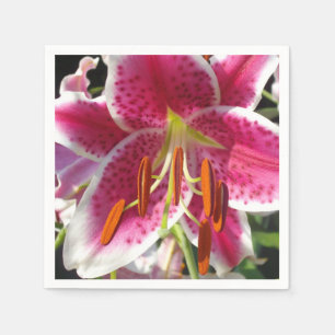 Pink lily pink floral pink flower tropical flower paper napkins
