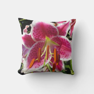 Pink lily pink floral pink flower tropical flower throw pillow