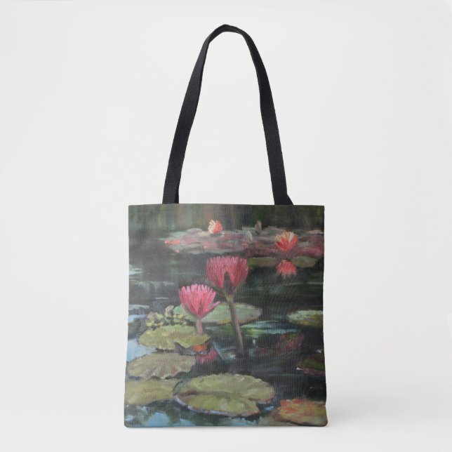 Pink Lily Pond Tote Bag (Front)