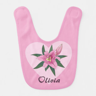 Pink Lily Sweet Heart  Baby Bib