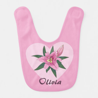 Pink Lily Sweet Heart  Baby Bib