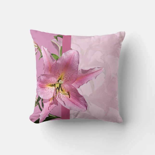 Pink Lily Throw Pillow 2 (Front)