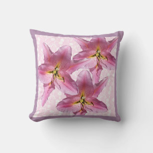 Pink Lily Throw Pillow 3
