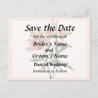 Pink Lily Trio Save the Date Announcement Postcard