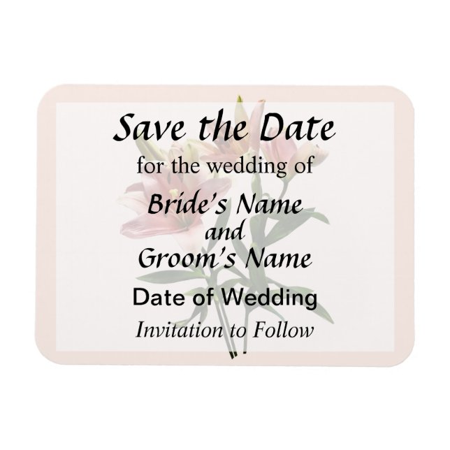 Pink Lily Trio Save the Date Magnet (Horizontal)