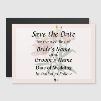Pink Lily Trio Save the Date Magnetic Invitation