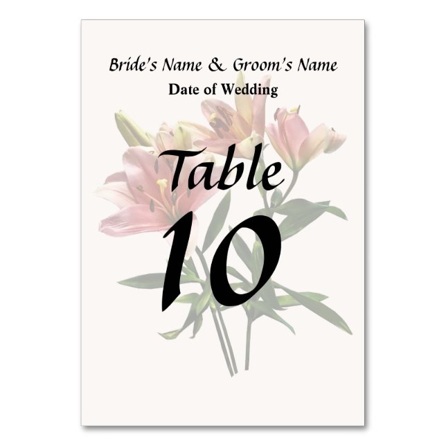 Pink Lily Trio Table Number (Front)