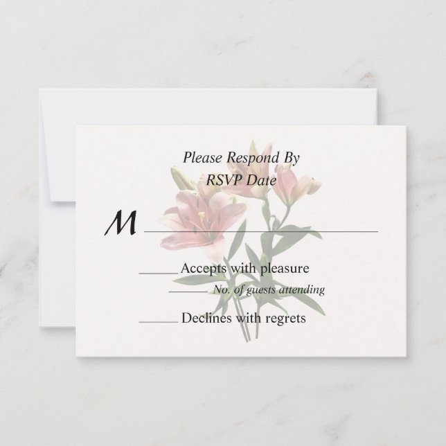 Pink Lily Trio Wedding Products RSVP Card (Front)
