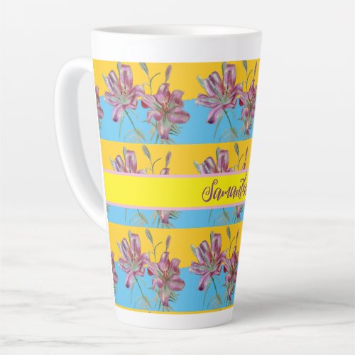 Pink Lily Watercolor Painting Girls Floral Art Mug