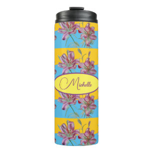 Pink Lily Watercolor Painting Girls Floral Art Thermal Tumbler