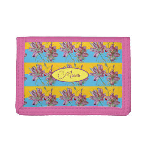 Pink Lily Watercolor Painting Girls Floral Art Tri-fold Wallet