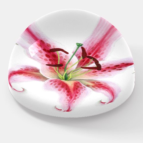 Pink Lily Watercolor Painting Paperweight