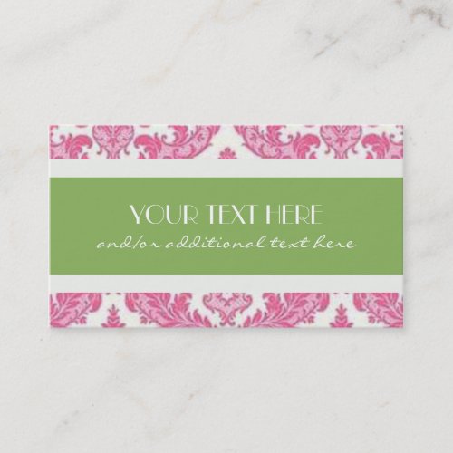 Pink &amp; Lime Damask Business Cards
