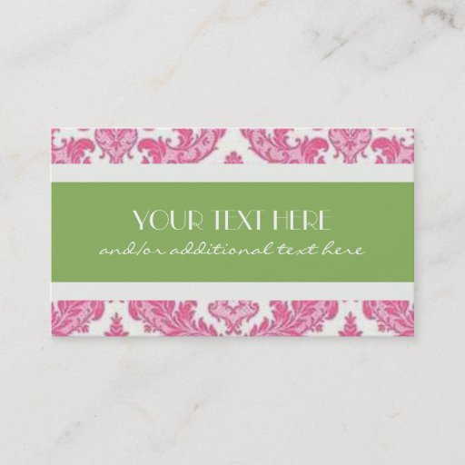 Customizable Pink &amp; Lime Damask Business Cards