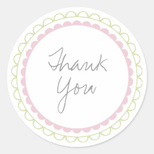 Pink Lime Frills Scalloped Thank You Label Sticker